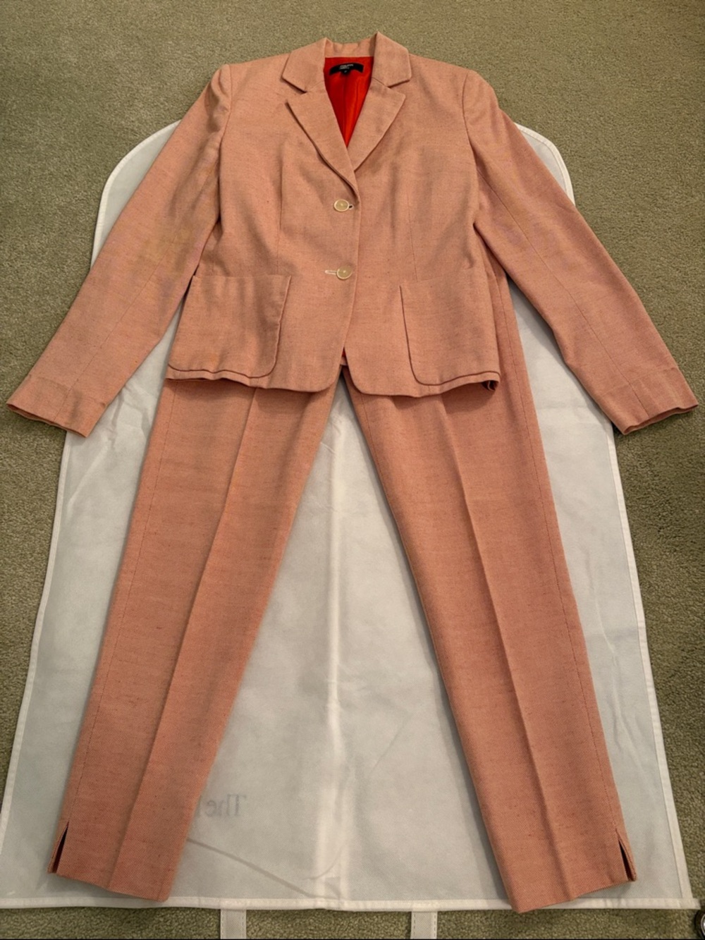 Philippe Adec Peach Pink Blazer with Bright Orange Lining, size 2
